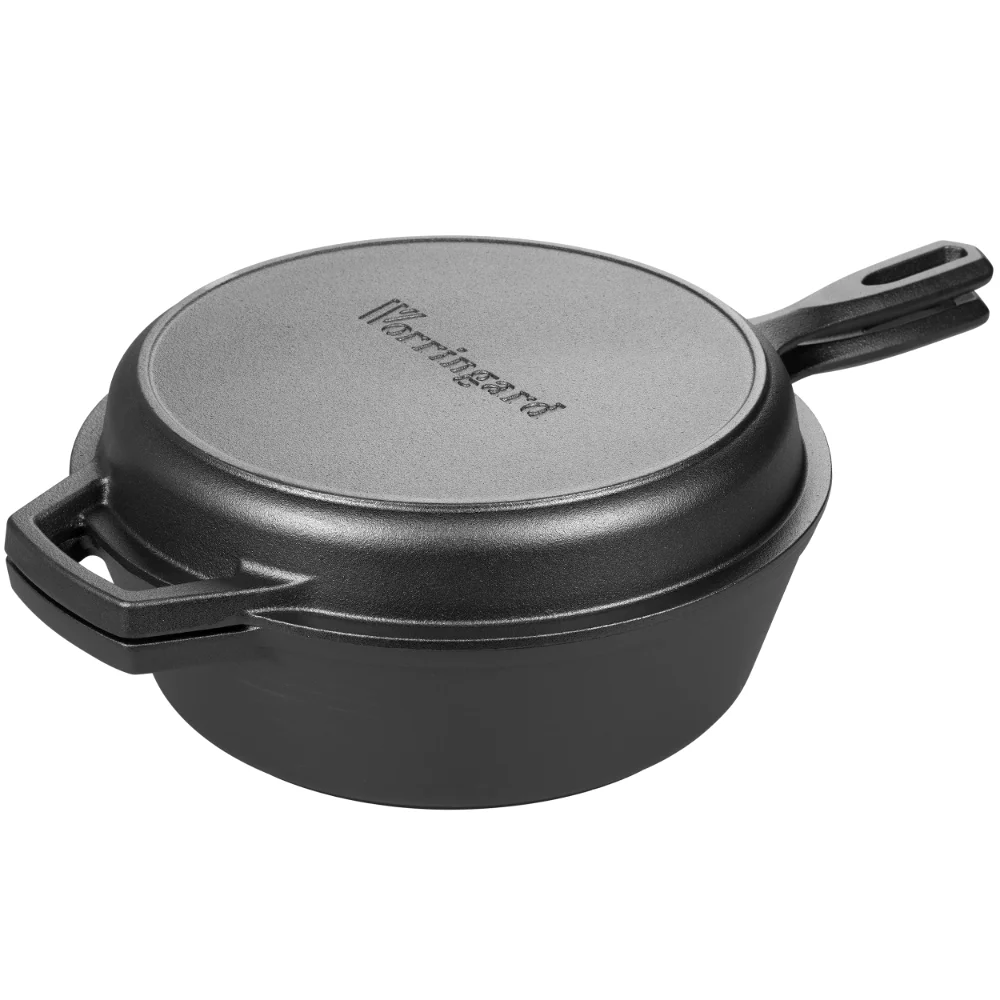 Double Dutch Oven with Skillet Lid, 3 qt in Black