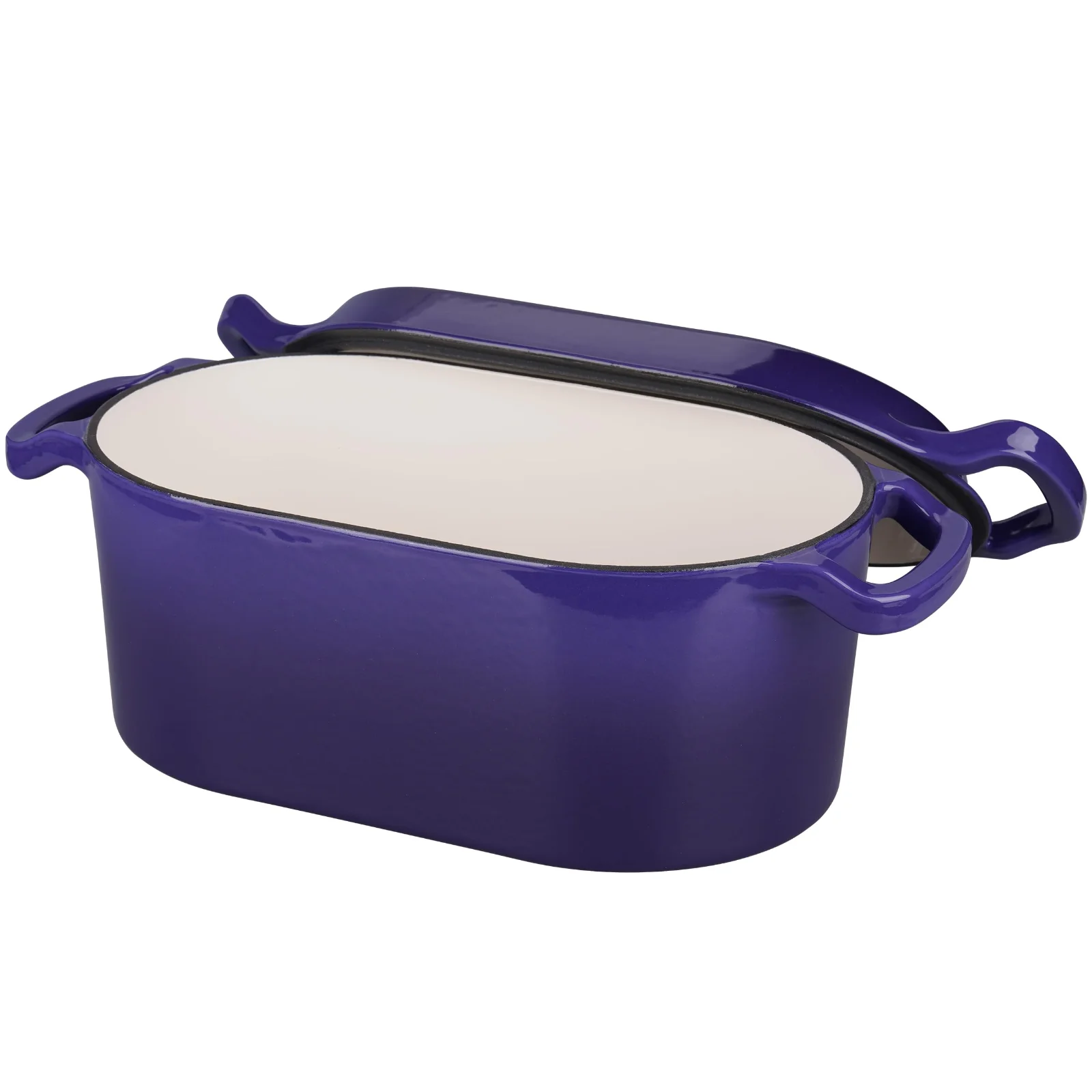 The smooth cream enamel inside a VORRINGARD oval bread pan