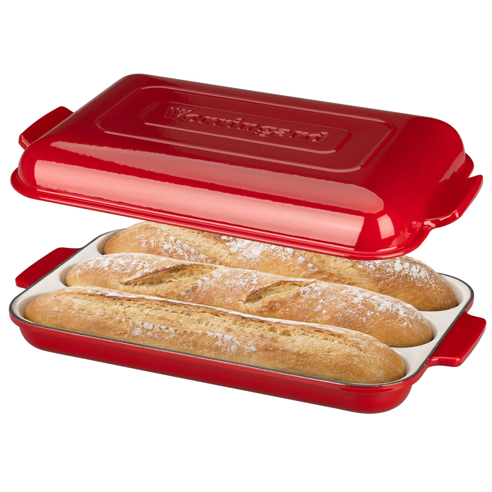 Baguette baker, 3 slots, red