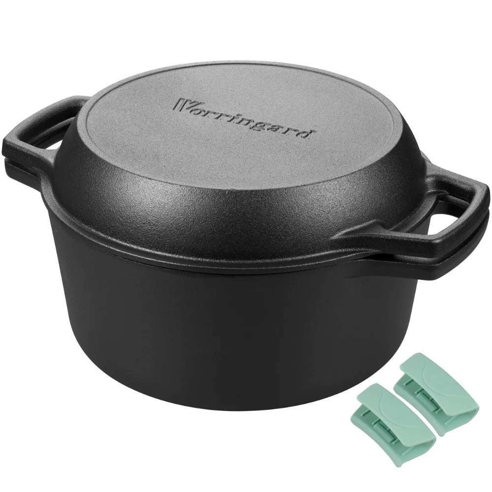Double Dutch Oven with Skillet Lid, 5 qt in Black