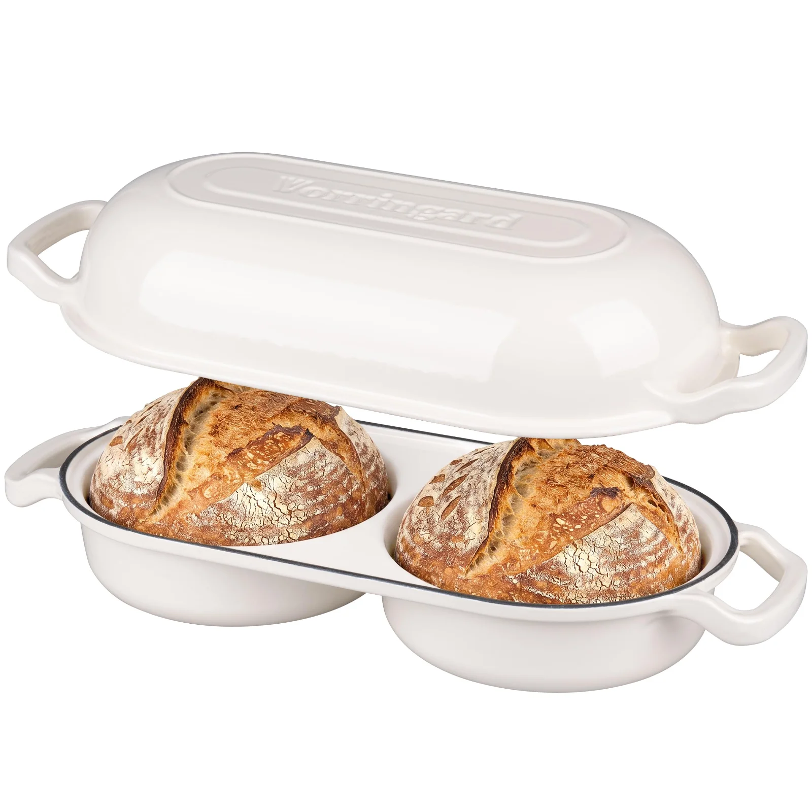 Double round loaf pan, white